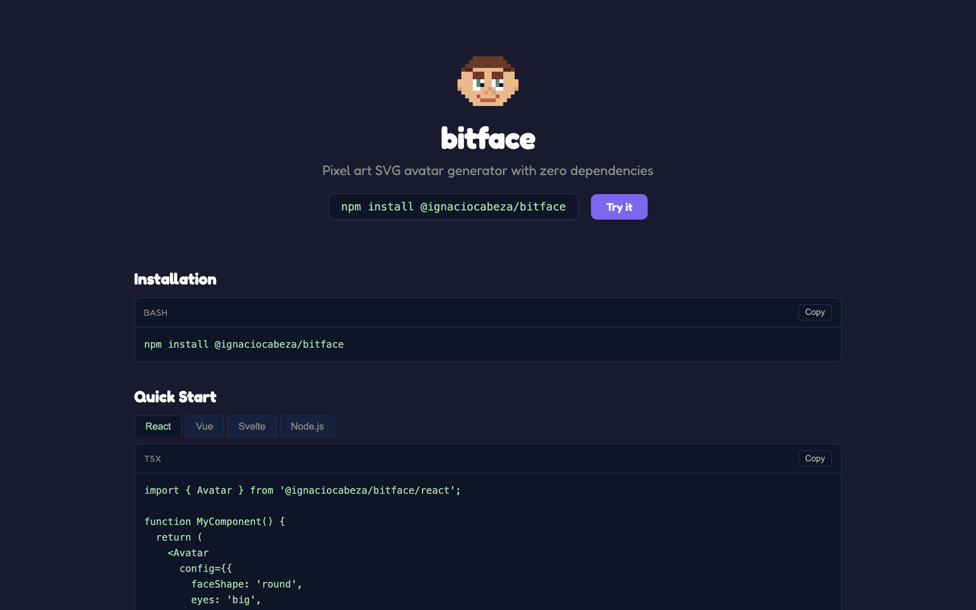 bitface avatar generator screenshot